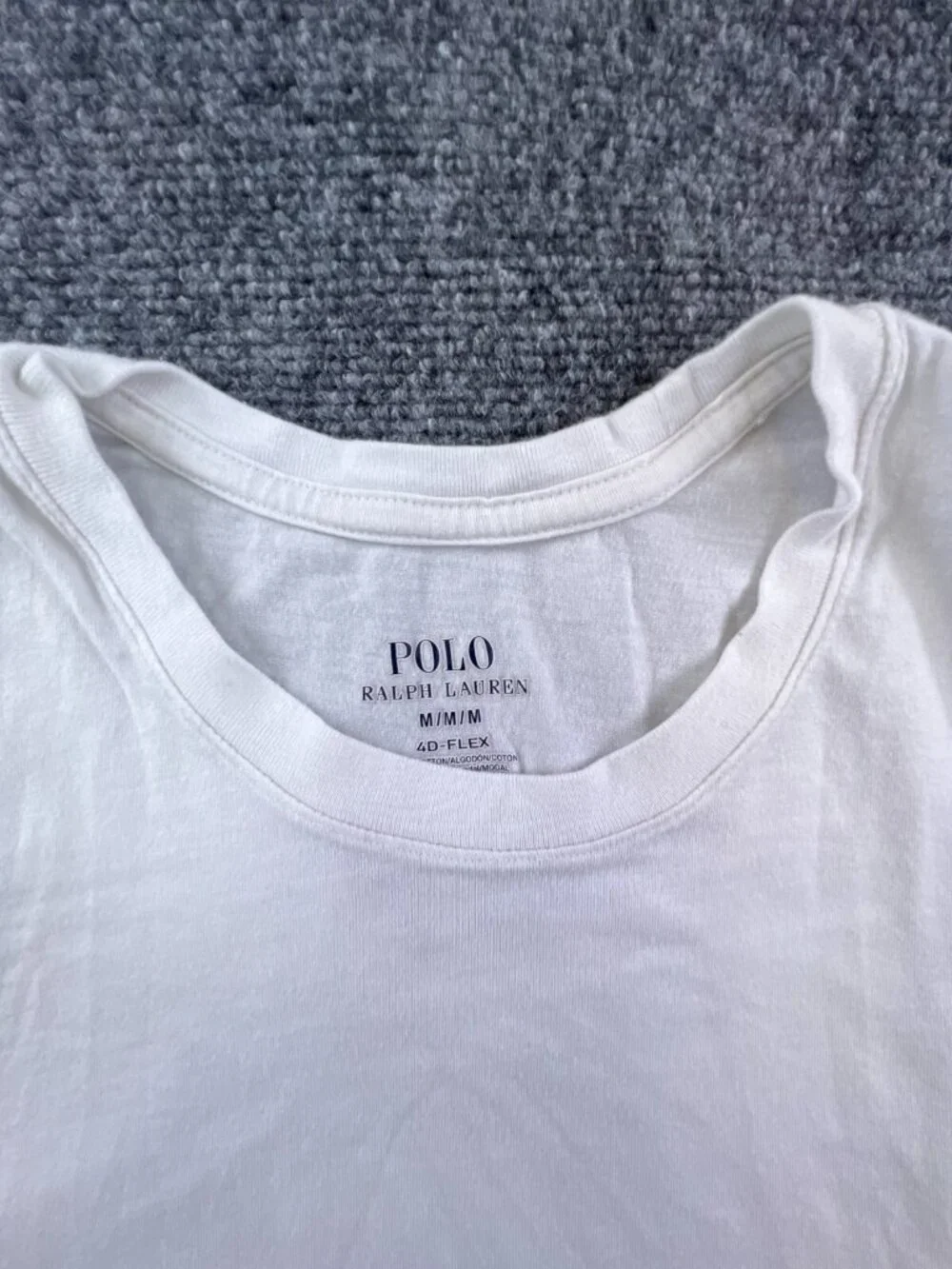 Polo Ralph Lauren 4D-Flex White Crewneck Long Tee T-Shirt w Pony Logo Soft Mediu